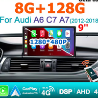 9'' Wireless Carplay Android 13 for Audi A6 C7 A7 2012-2018 2Din