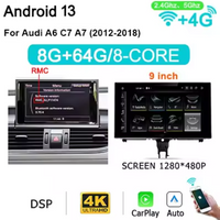 9'' Wireless Carplay Android 13 for Audi A6 C7 A7 2012-2018 2Din