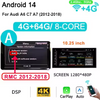 12.5'' 8GB 256G CarPlay 2 din Android 14 for Audi A6 C7 A7 2012-2018