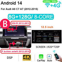 12.5'' 8GB 256G CarPlay 2 din Android 14 for Audi A6 C7 A7 2012-2018