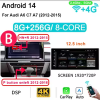 12.5'' 8GB 256G CarPlay 2 din Android 14 for Audi A6 C7 A7 2012-2018